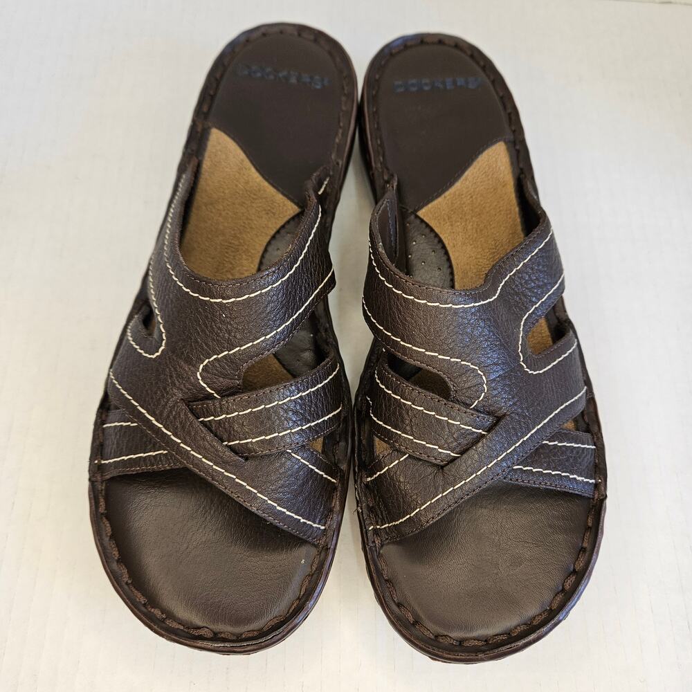 Brown Leather Dockers Cambree Slip On Strappy Sandals Size 8.5M - Picture 2 of 9